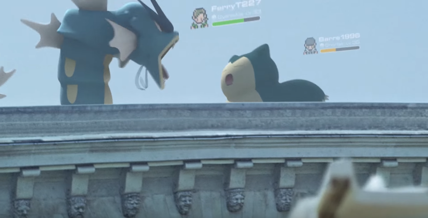 Gyarados and Snorlax - screengrab from the Pokémon GO trailer 