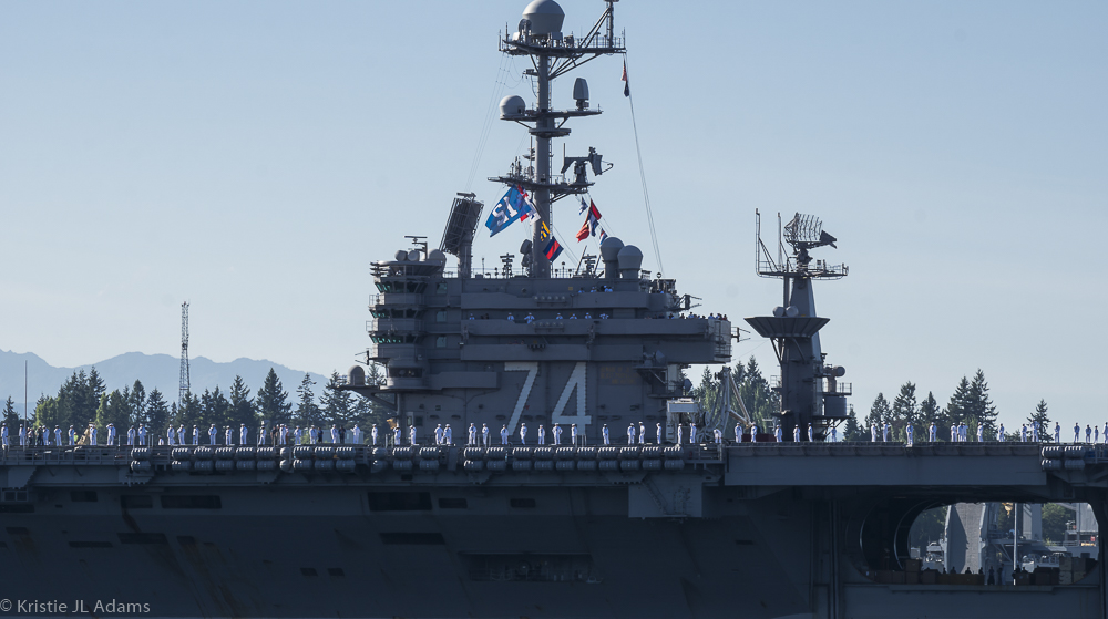 Sailors Manning the Rails during the USS John C. Stennis CVN 74 Homecoming August 2016