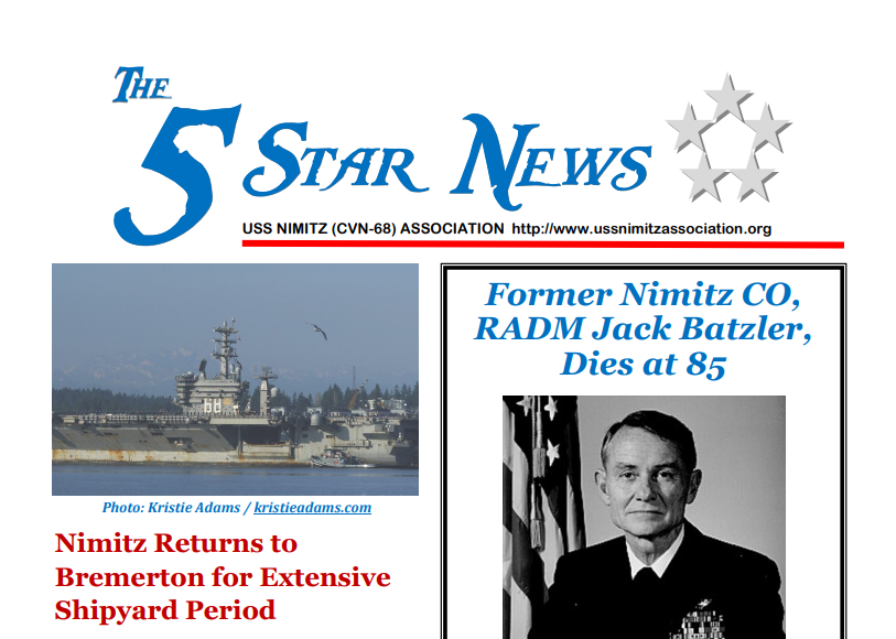 Featured in The 5 Star News – USS Nimitz Association
