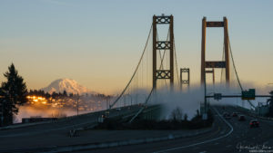 Sunset on Mt. Rainier and the Tacoma Narrows Bridge 02